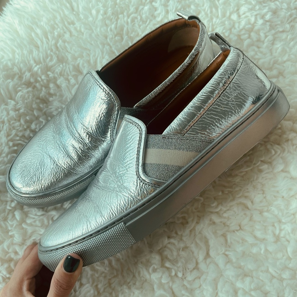 BALLY Henrika Silver Lamb Leather Slip On Sneakers
